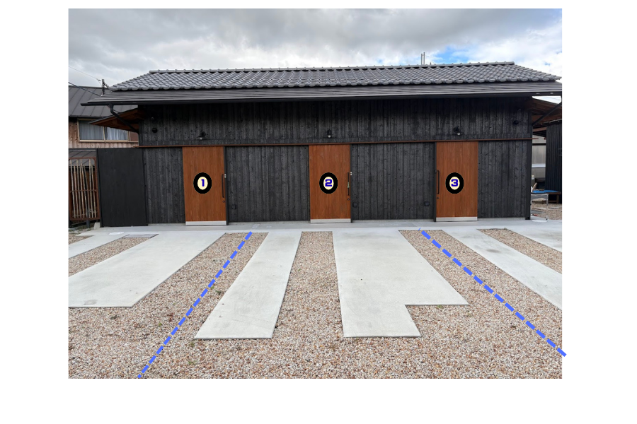 駐車区画は４ｍｘ７ｍで3区画
